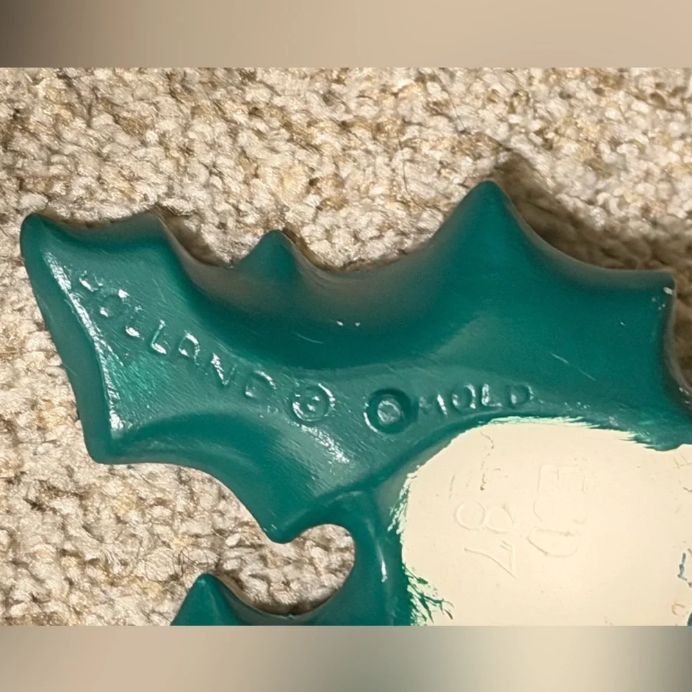 Vintage Holland Mold  Green Holly Leaf Candle Holder